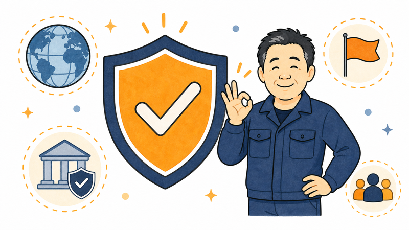 盾とチェックマークでXMの信頼性を表すイメージ図