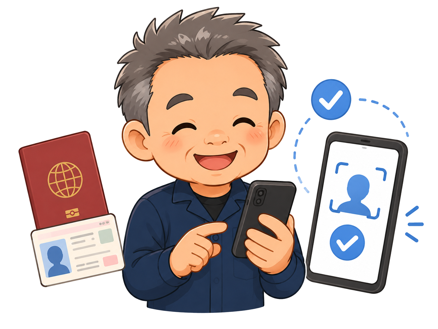 本人確認・口座有効化・身分証を表すイラスト