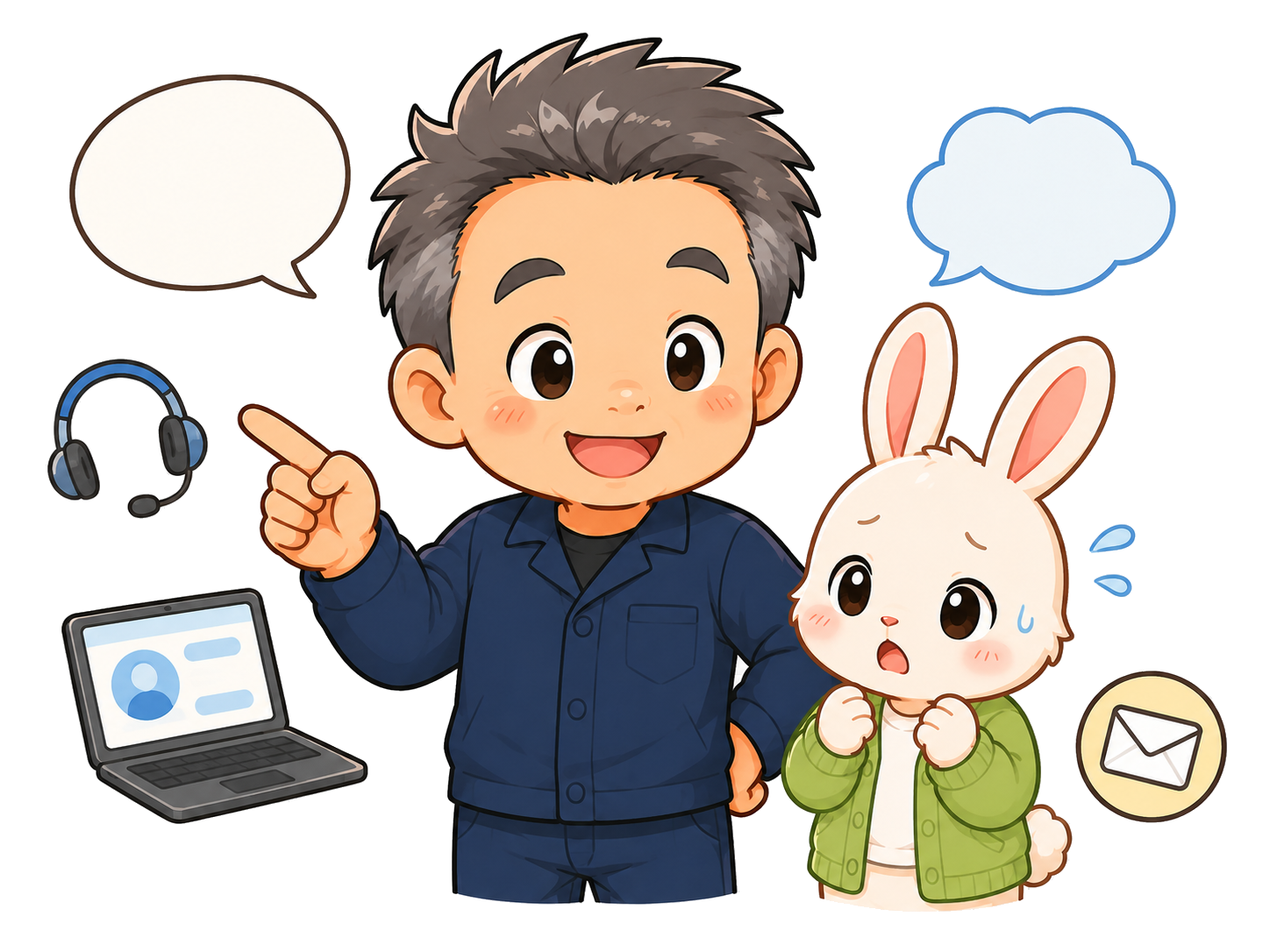 サポート・問い合わせ・ライブチャットを表すイラスト